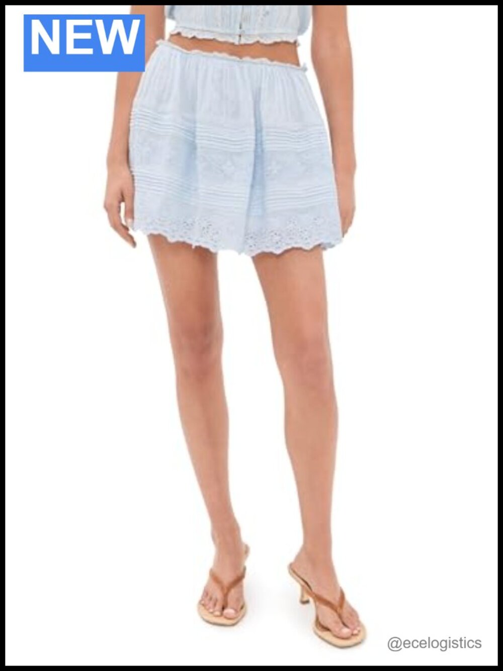 Eyelet Scalloped Mini Skirt Lightweight Cotton Voile
